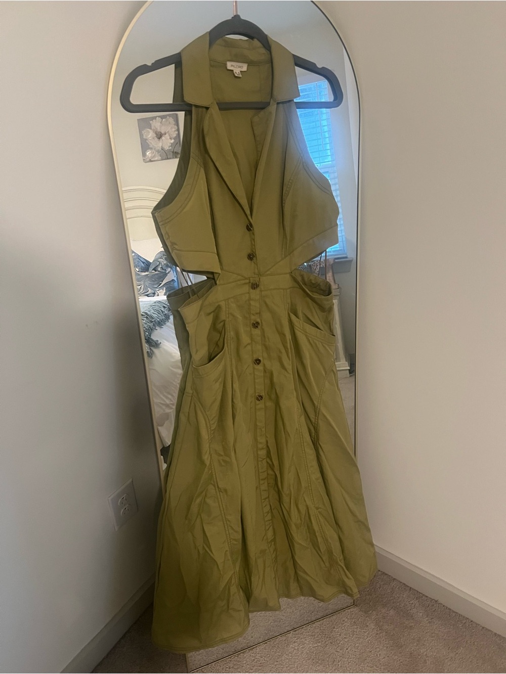 Anthropologie Pilcro Olive Green Sleeveless Cutout Maxi Dress Sz 12 Never Worn